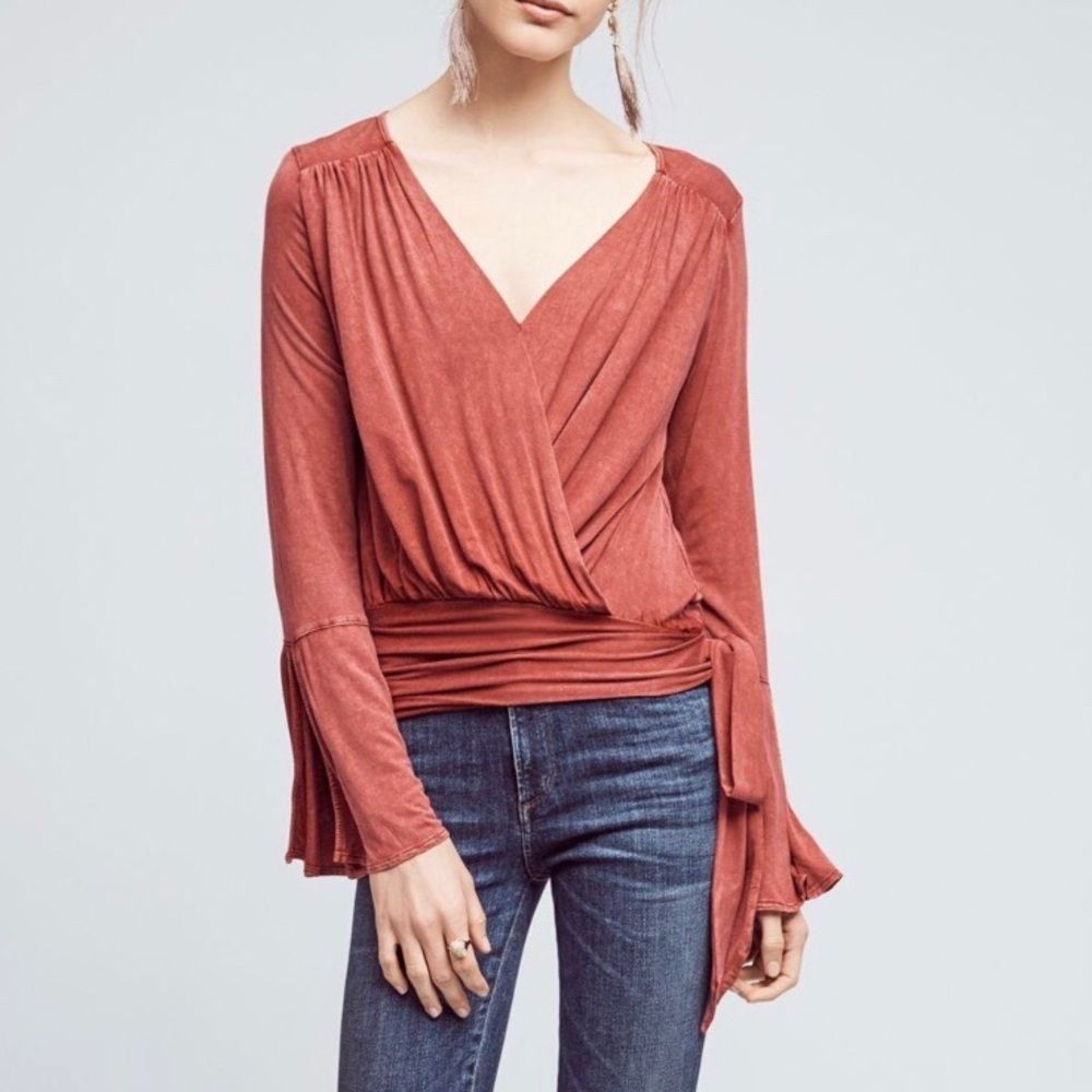 Anthropologie Burgundy Wrapped Pullover M - Picture 4 of 8